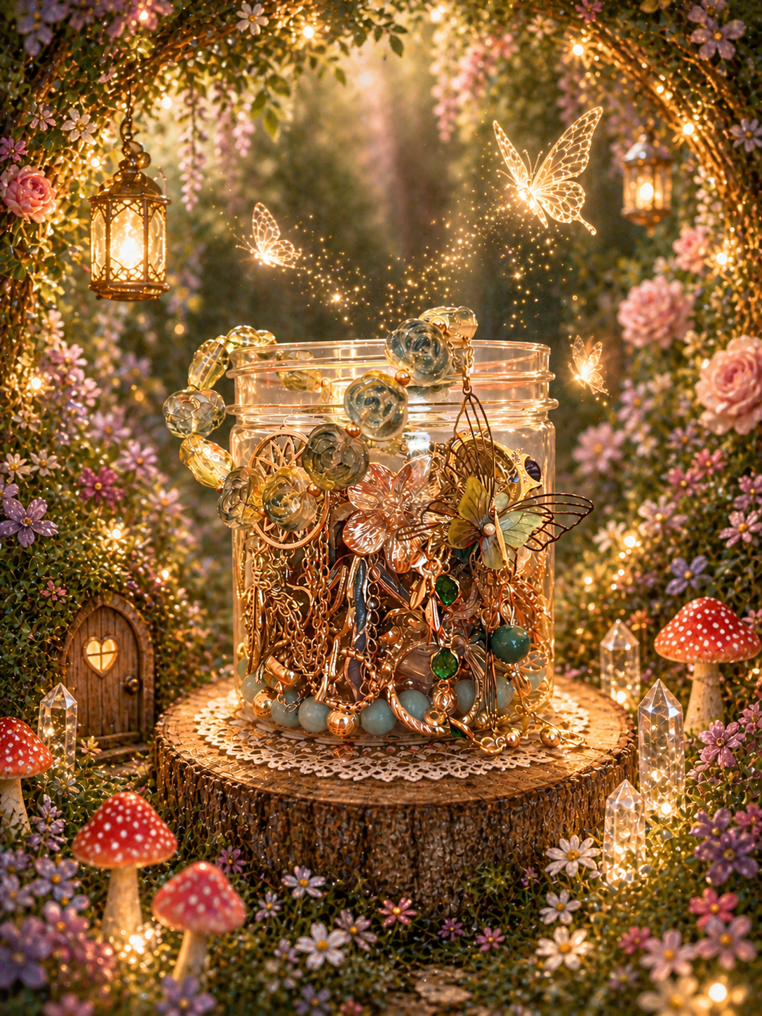 💙🦋 Pot à bijoux Fée de la Forêt Bleue – Plus de 30 pièces argentées ✨