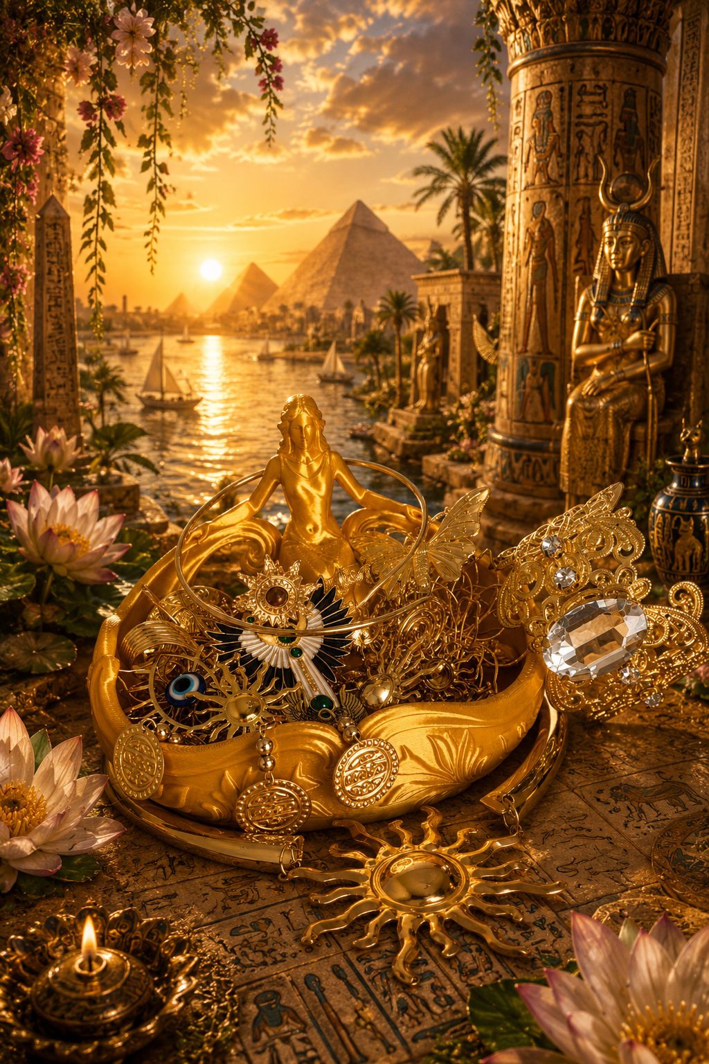 🌞 Golden Goddess Jewelry Treasure | Greek & Egyptian Collection ✨