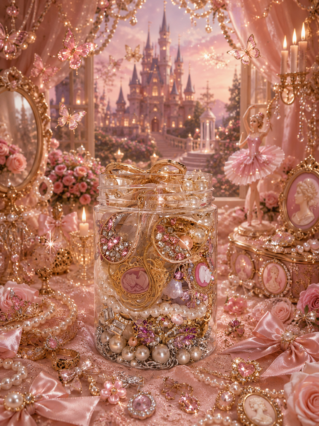 👑 Royal Coquette Jewelry Jar | 35+ Pieces