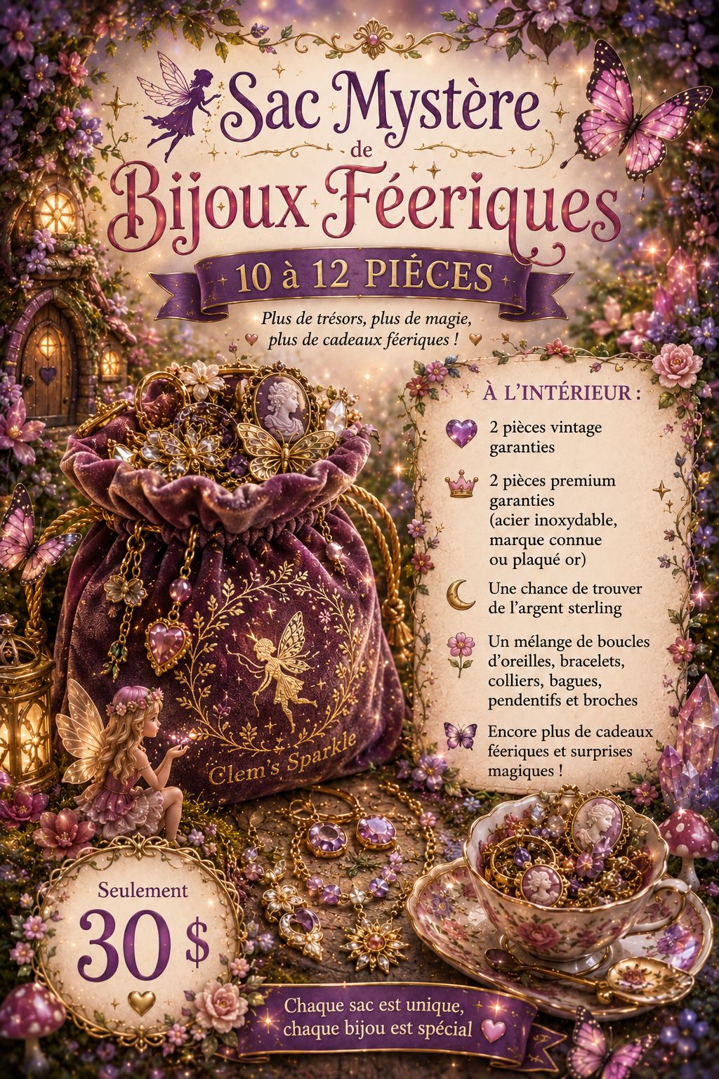 🧚✨ Deluxe Fairy Mystery Jewelry Bag | 10–12 Pieces | $30