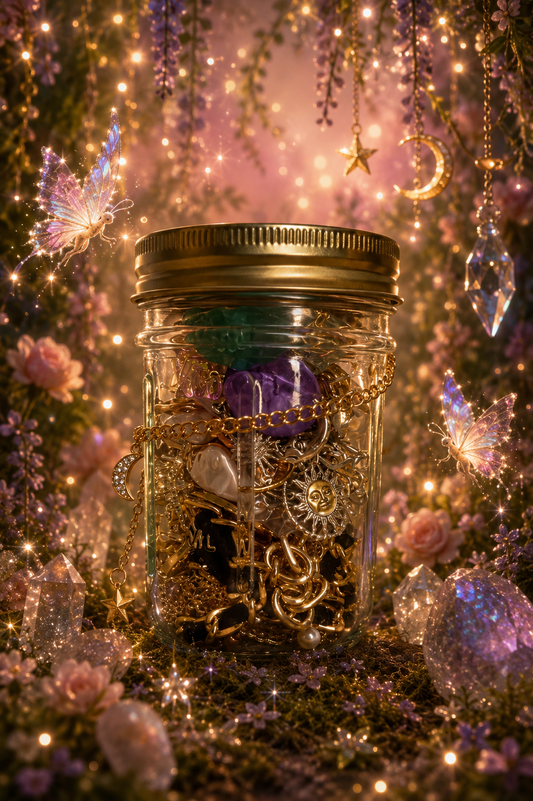 ☀️🌙 The Golden Celestial Glass Jar – 30+Pieces