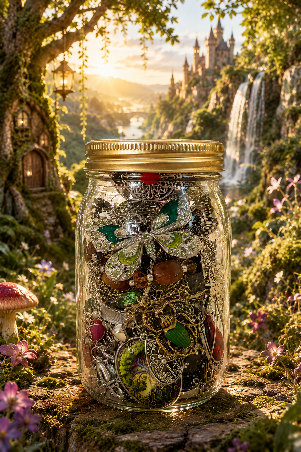 🍄 Whispering Fairy Forest Jewelry Jar | 30+ Pieces ✨