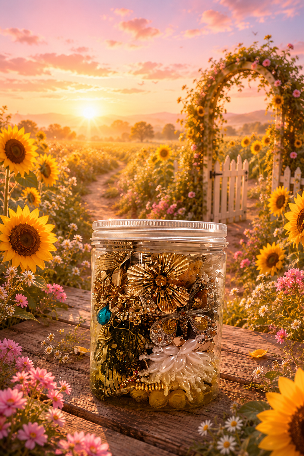 🌞 Summer Sunrise Fairy Garden Mystery Jewelry Jar | 35+ Pieces 🧚‍♀️✨