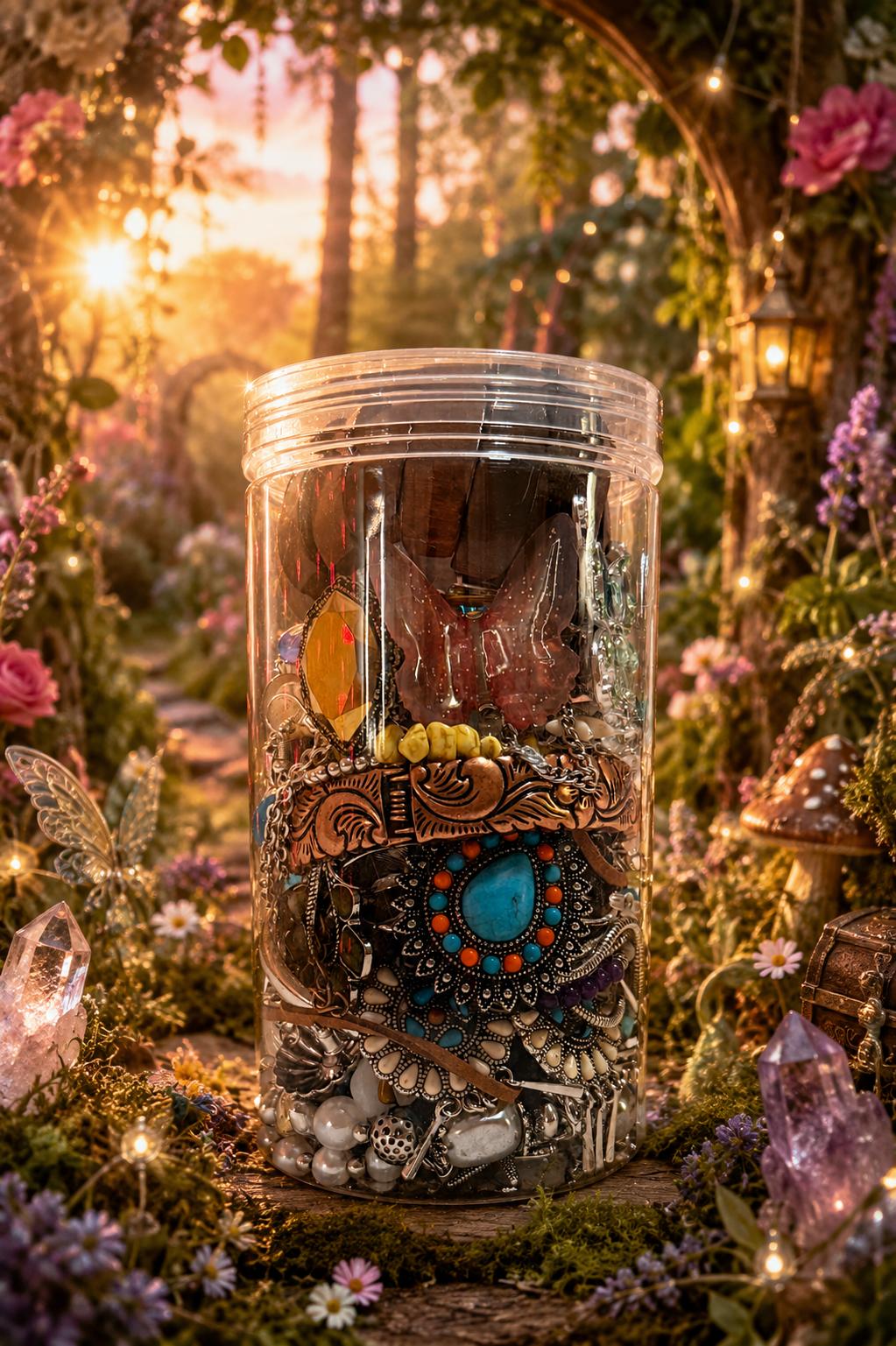 🌿 Woodland Bohemian Mystery Jewelry Jar | 40+ Treasures 🦋