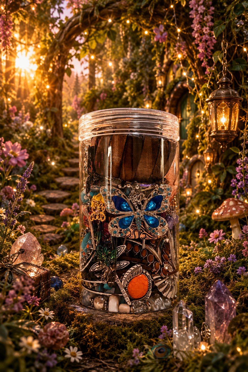 🌿 Woodland Bohemian Mystery Jewelry Jar | 40+ Treasures 🦋