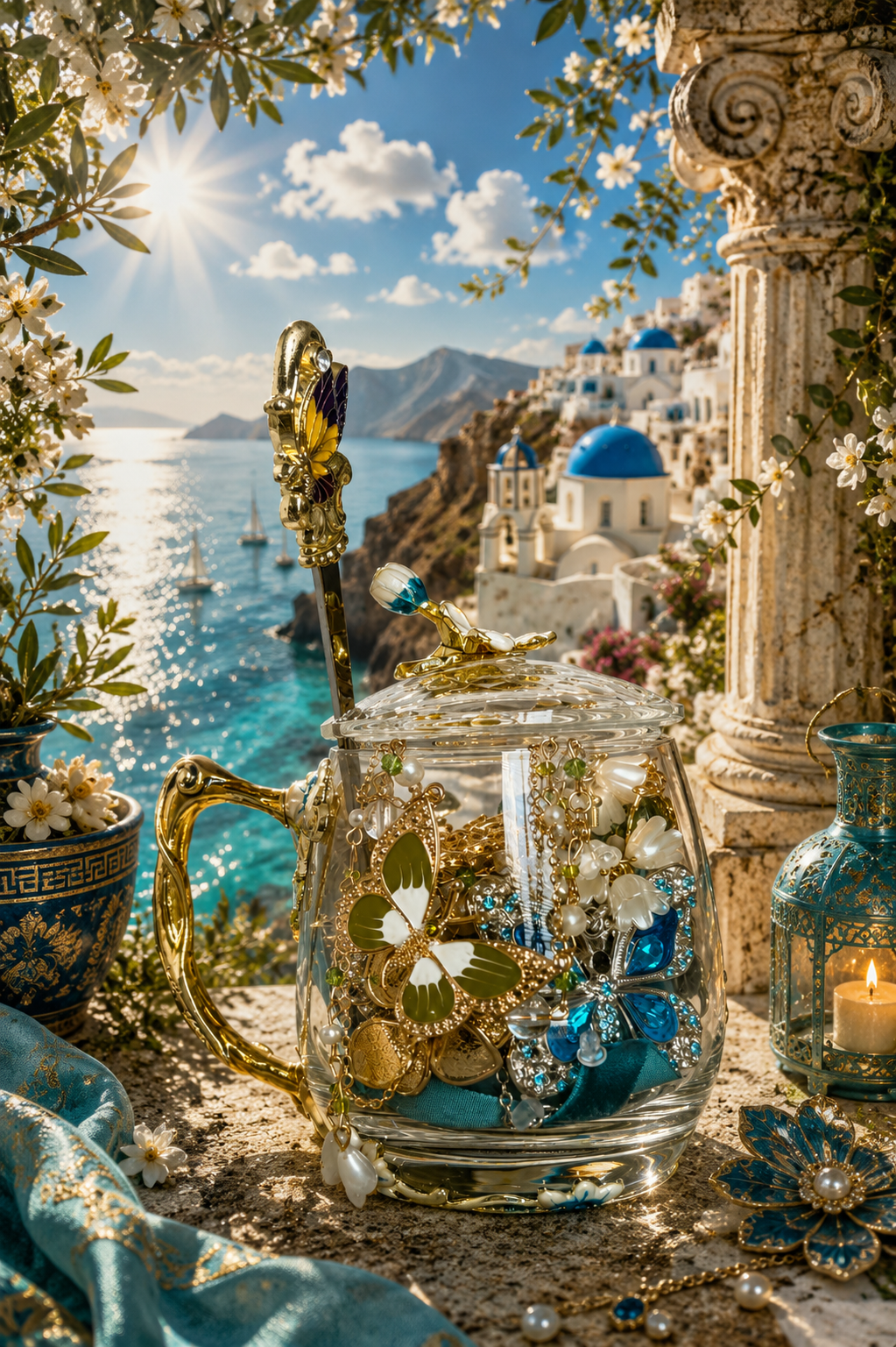 🩵 Aegean Fairy Mystery Jewelry Tea Cup | 25+ Pieces ✨