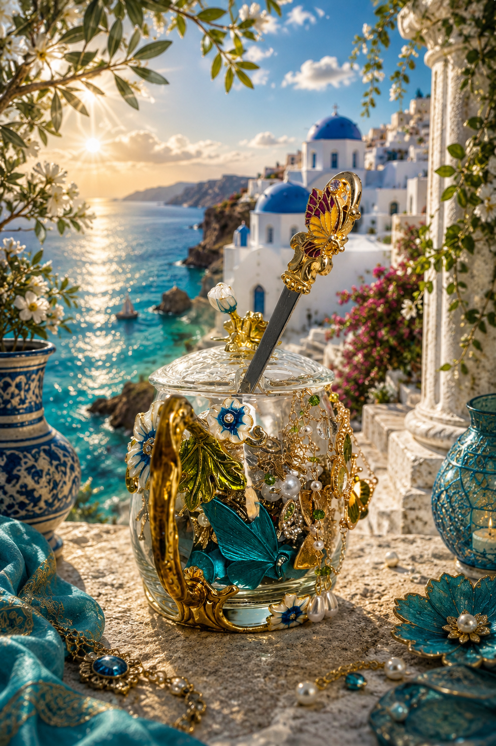 🩵 Aegean Fairy Mystery Jewelry Tea Cup | 25+ Pieces ✨