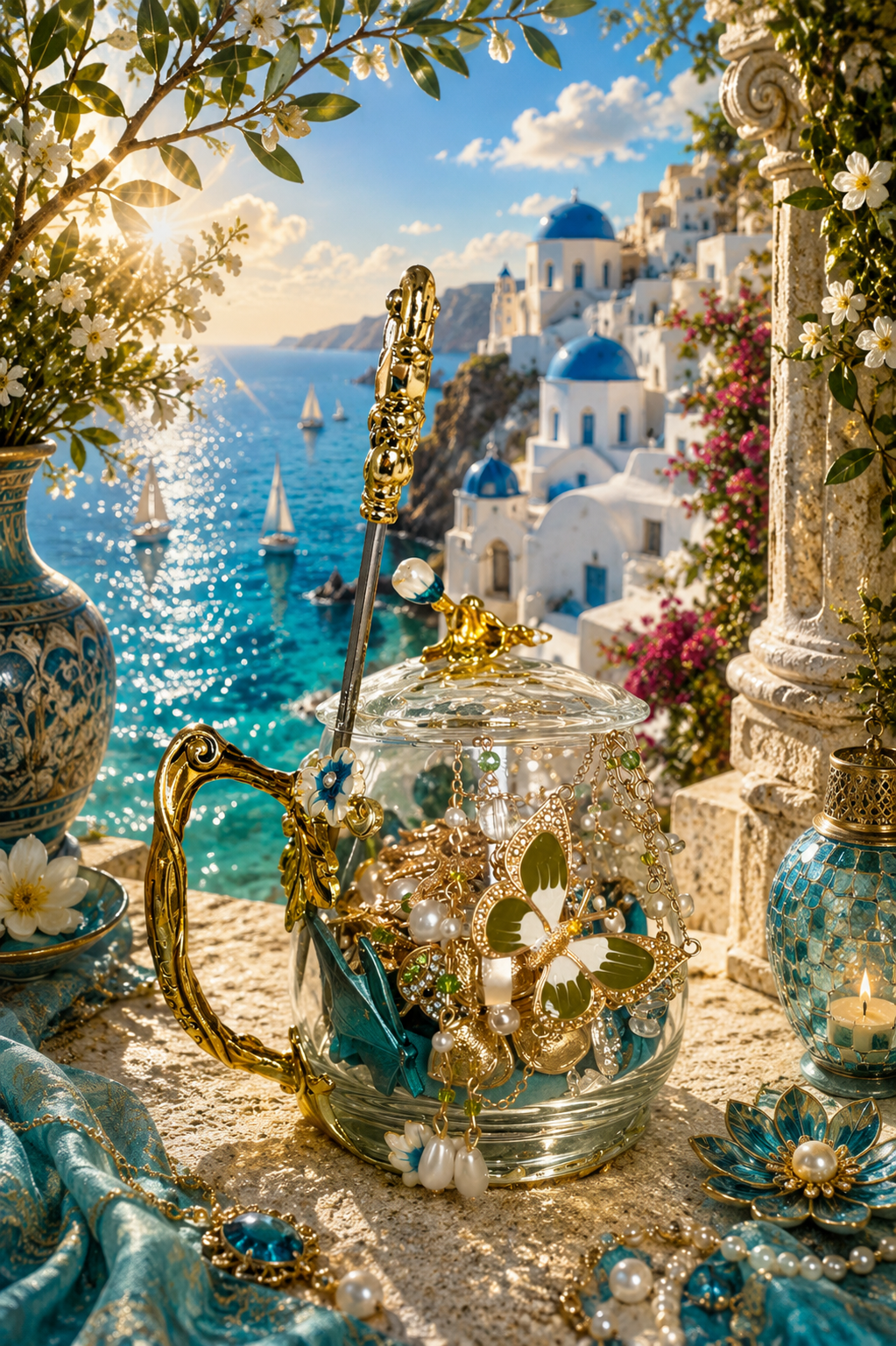 🩵 Aegean Fairy Mystery Jewelry Tea Cup | 25+ Pieces ✨