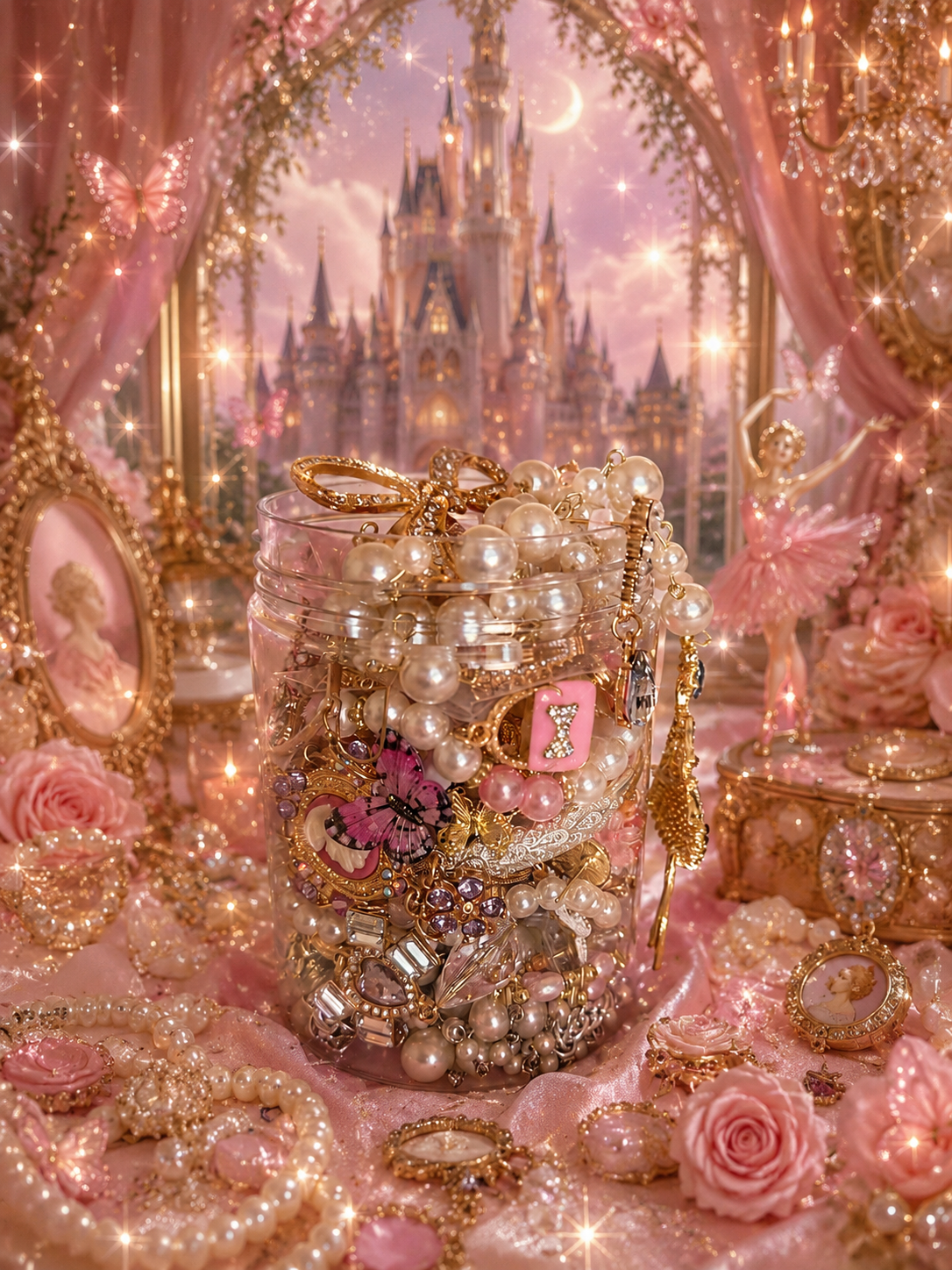 👑 Royal Coquette Jewelry Jar | 35+ Pieces