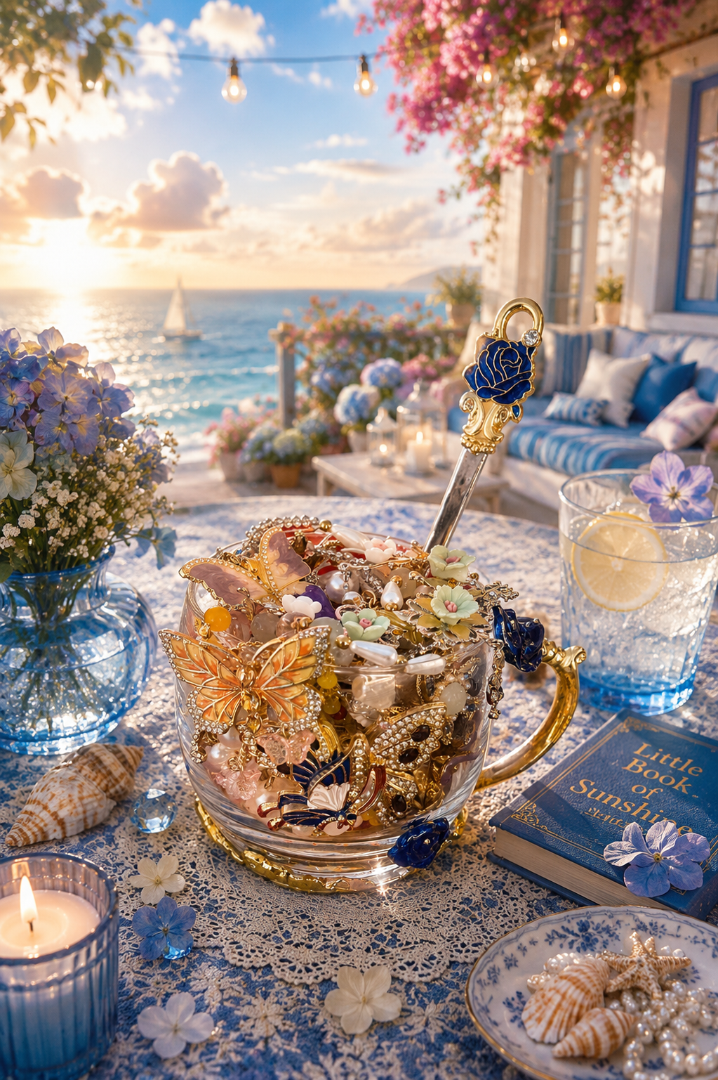 🦋🌊 Enchanted Summer Keepsake Jewelry Jar – 30+ Pieces ✨💙