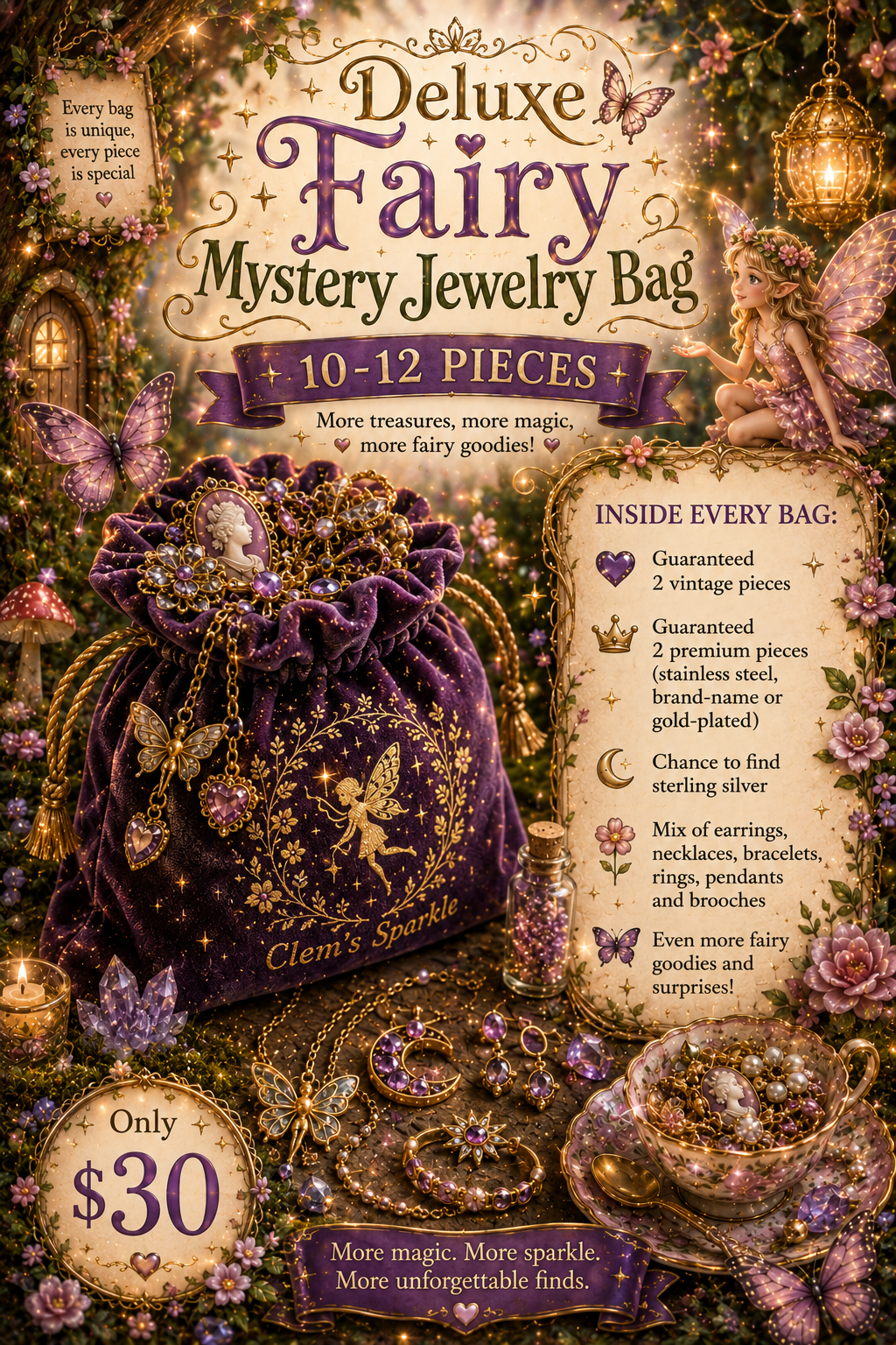 🧚✨ Deluxe Fairy Mystery Jewelry Bag | 10–12 Pieces | $30