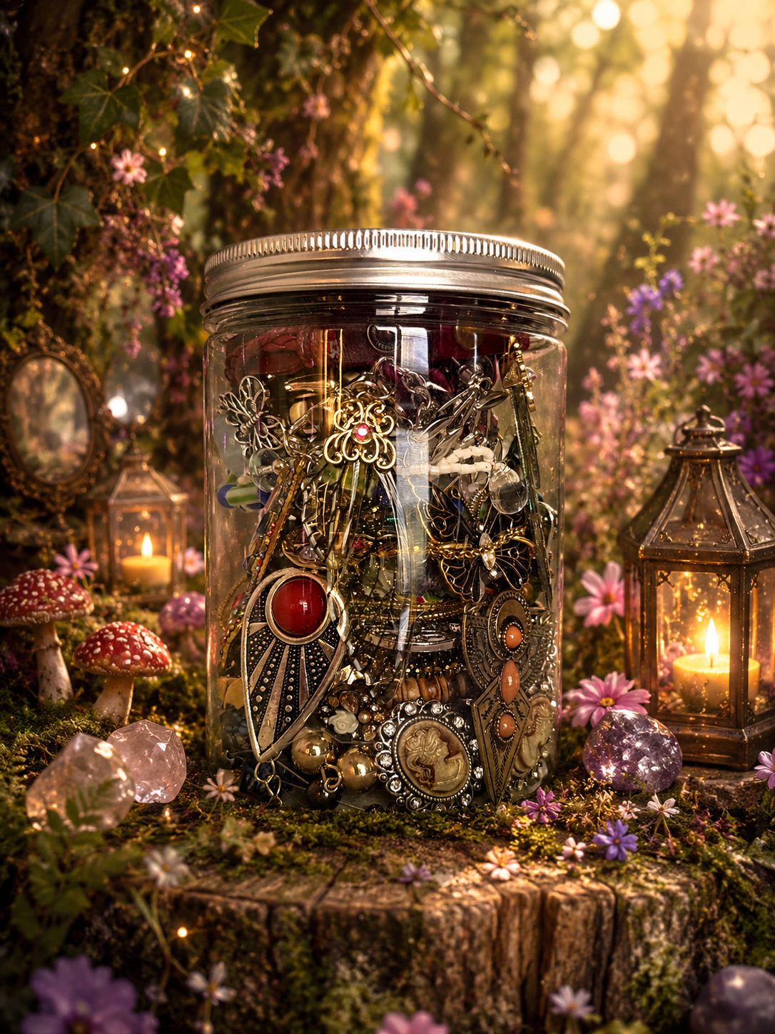🌿 Bohemian Woodland Mystery Jewelry Box | 40+ Vintage & Butterfly Treasures 🦋✨