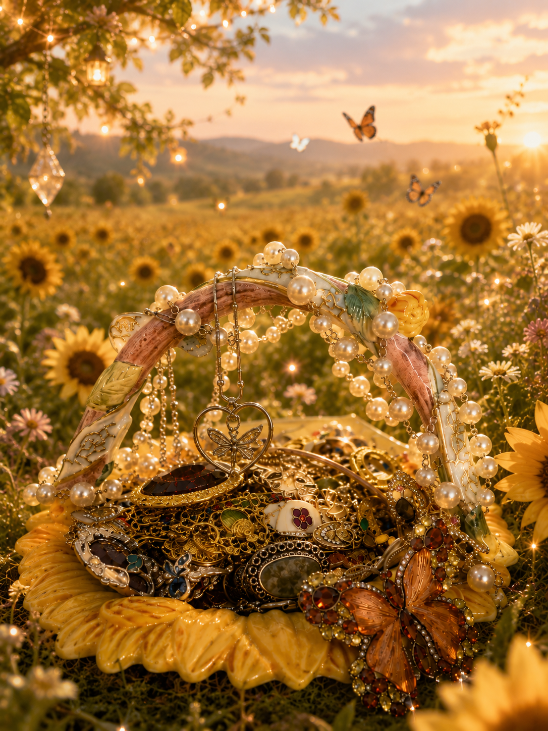 🧚‍♀️🌻 Sunflower Fairy Treasure Basket | 60+ Enchanted Vintage Jewelry Pieces & Woodland Charms