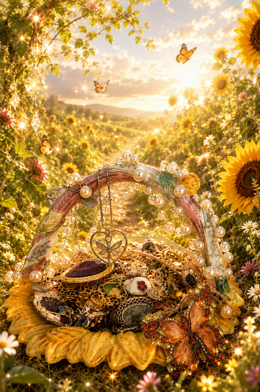 🧚‍♀️🌻 Sunflower Fairy Treasure Basket | 60+ Enchanted Vintage Jewelry Pieces & Woodland Charms