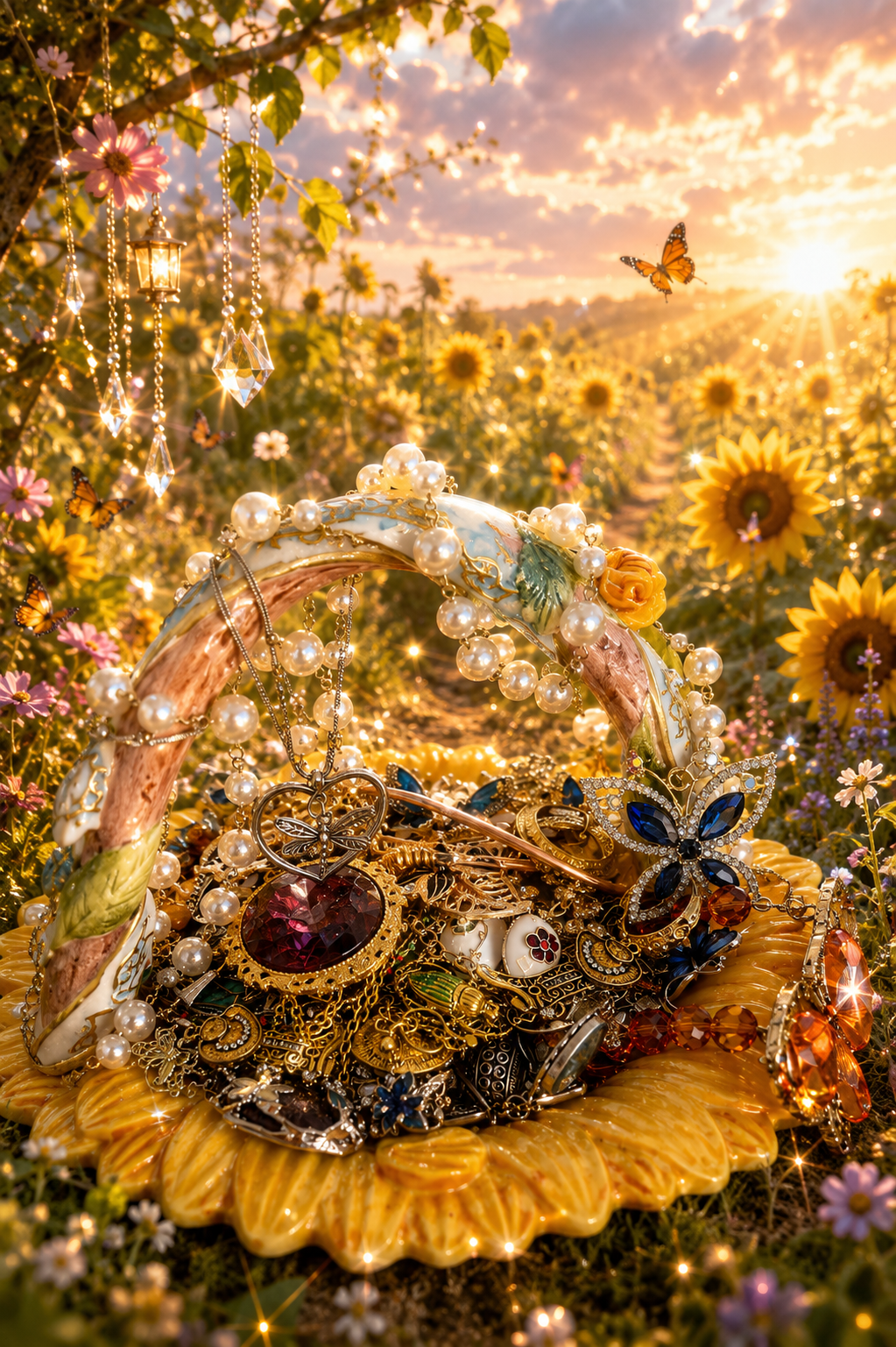 🧚‍♀️🌻 Sunflower Fairy Treasure Basket | 60+ Enchanted Vintage Jewelry Pieces & Woodland Charms