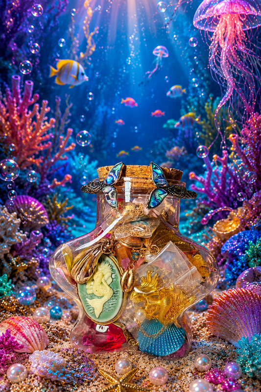 🌺 Tropical Mermaid Mystery Jar 🐠🌴✨30+ Whimsical Ocean Jewelry Pieces
