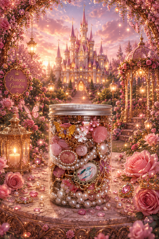 👑 Fairy Princess Treasure Jar – 50+ Pieces + Rosary 🩷✨