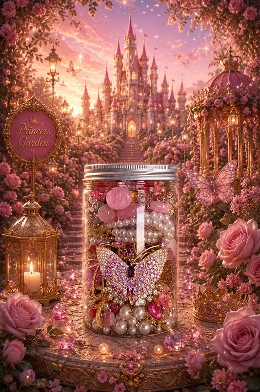 👑 Fairy Princess Treasure Jar – 50+ Pieces + Rosary 🩷✨