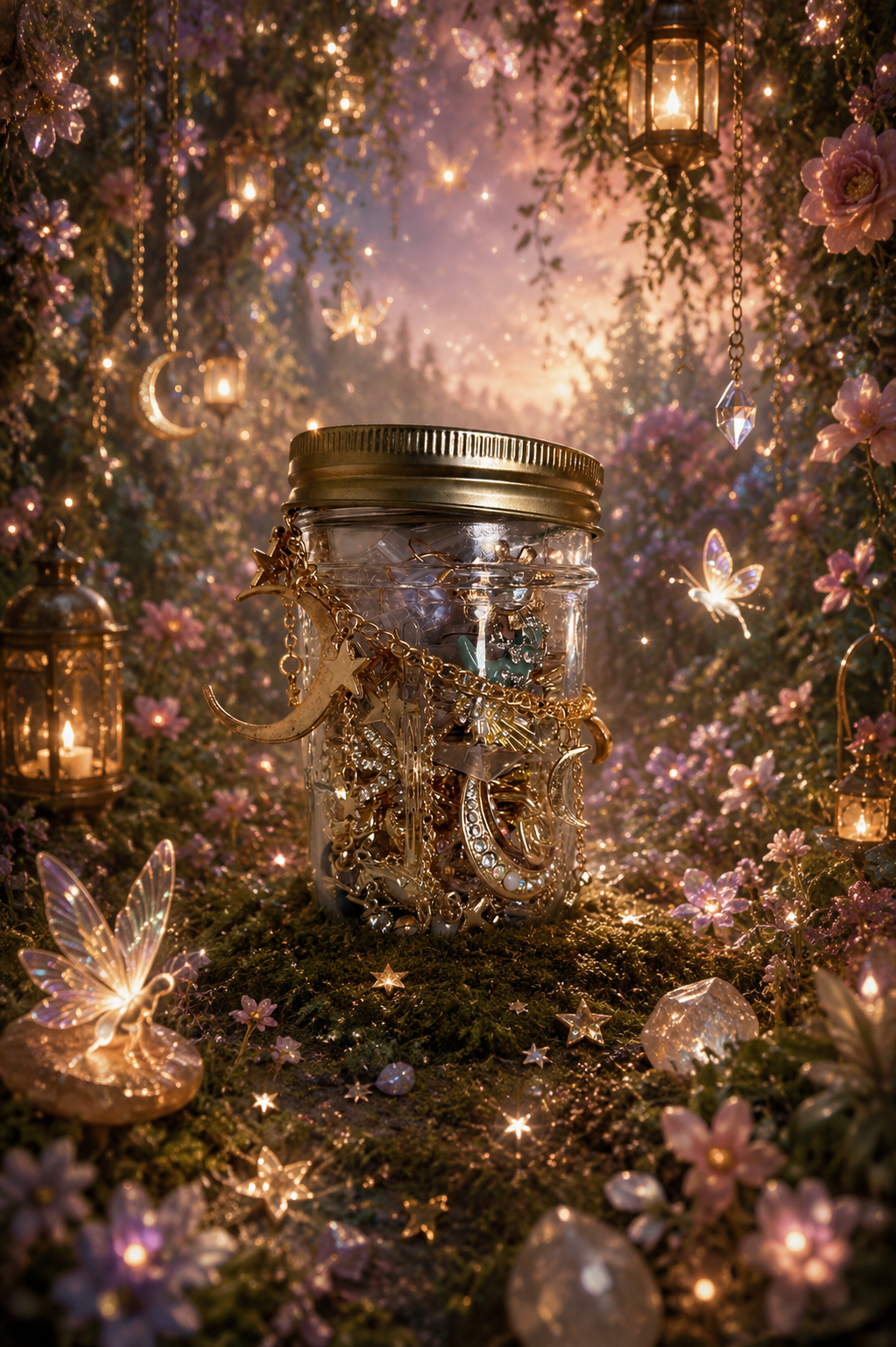 ☀️🌙 The Golden Celestial Glass Jar – 30+Pieces