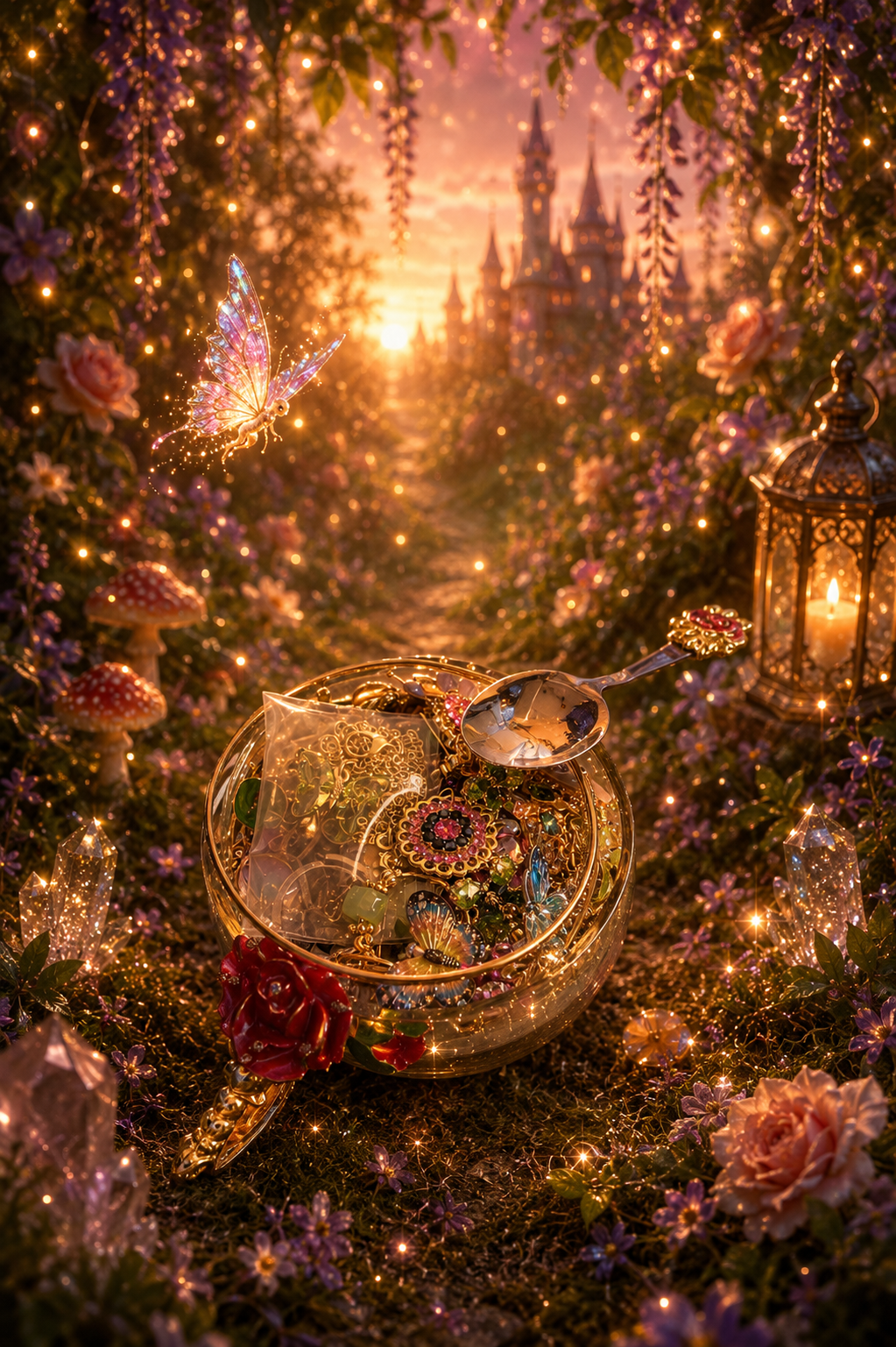 🌿 Fairy Treasure Tea Cup Set – 40+ Pieces✨
