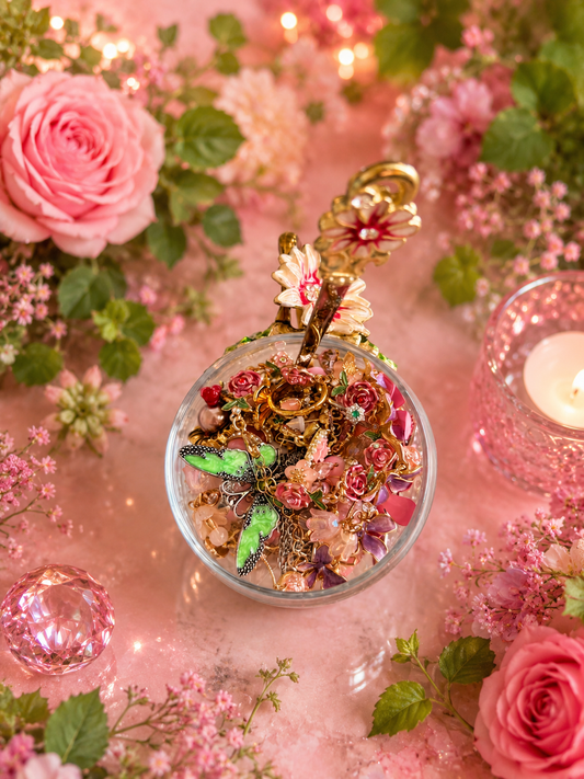 🌸 Secret Garden Jewelry Tea Cup 🌿 – 35+ Pieces + Sterling Silver 💍✨
