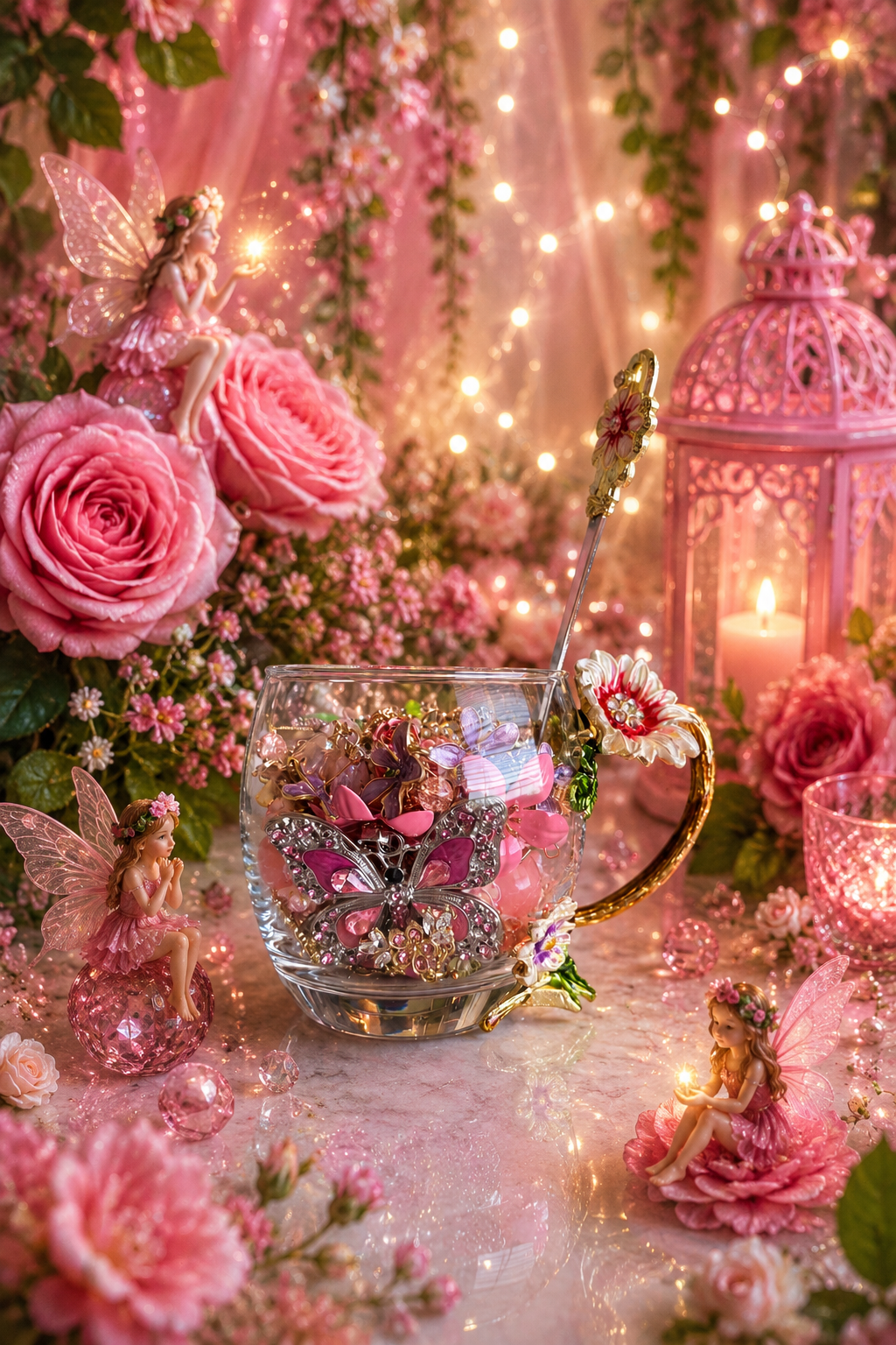 🌸 Secret Garden Jewelry Tea Cup 🌿 – 35+ Pieces + Sterling Silver 💍✨