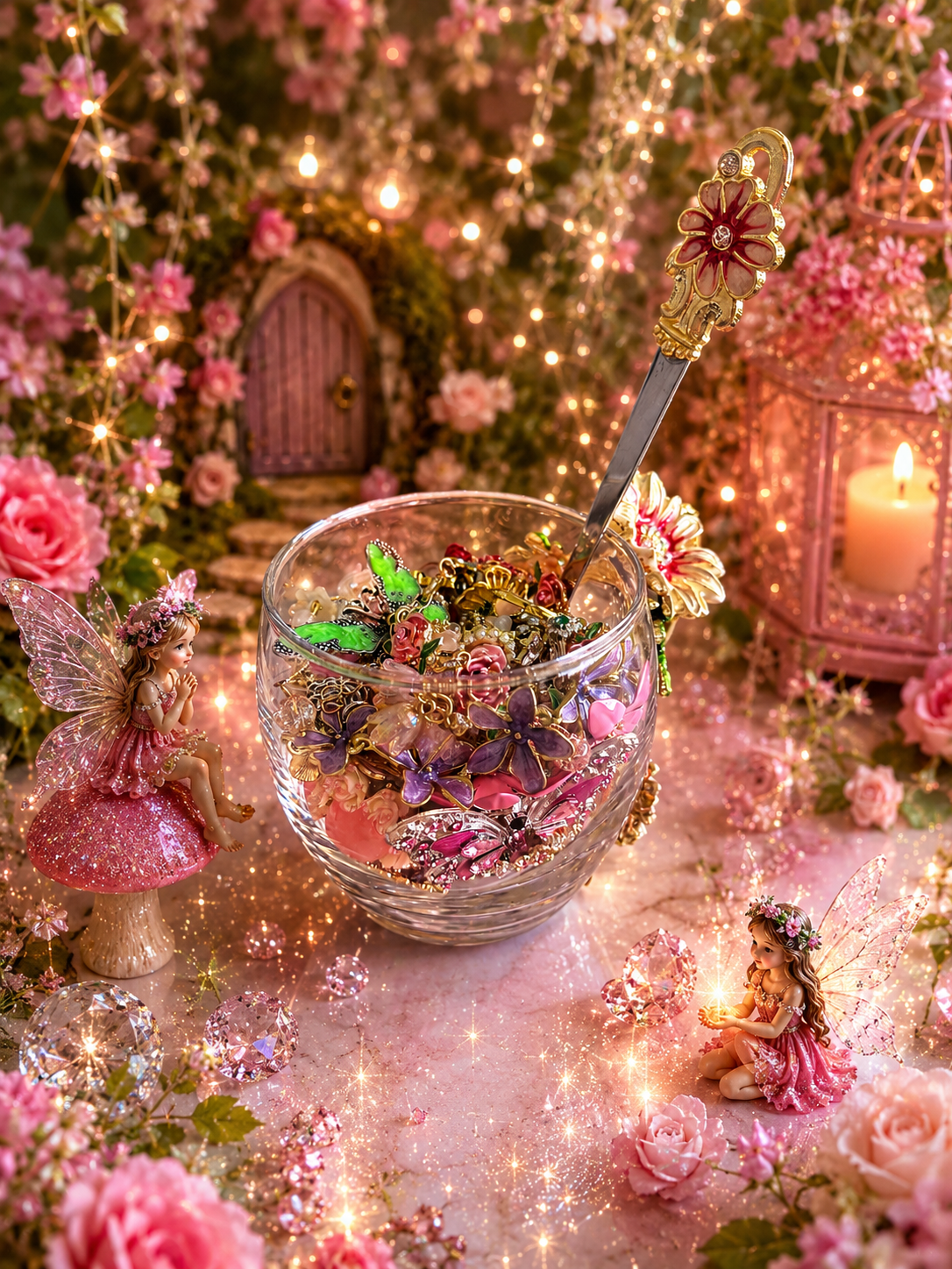 🌸 Secret Garden Jewelry Tea Cup 🌿 – 35+ Pieces + Sterling Silver 💍✨
