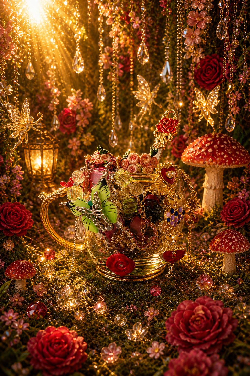 🌹🫖 Service à Thé Bijoux Féeriques Vintage – Plus de 30 pièces dans une Tasse à Thé en Cristal 🌿💛