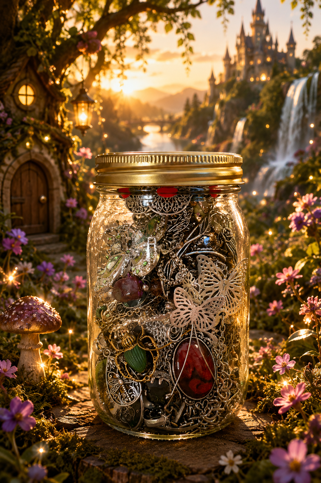 🍄 Whispering Fairy Forest Jewelry Jar | 30+ Pieces ✨