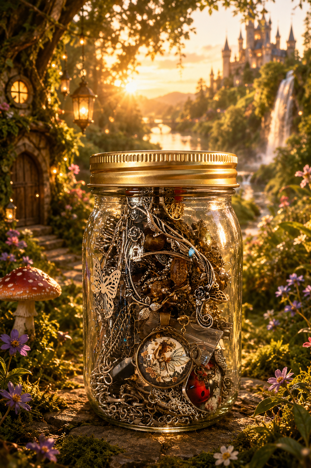 🍄 Whispering Fairy Forest Jewelry Jar | 30+ Pieces ✨