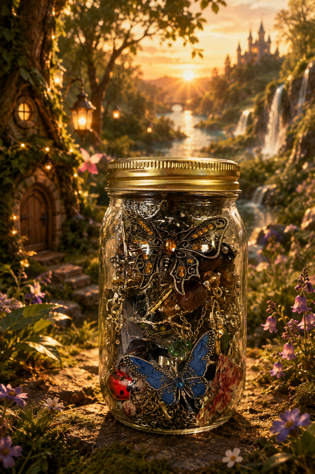 🍄 Whispering Fairy Forest Jewelry Jar | 30+ Pieces ✨