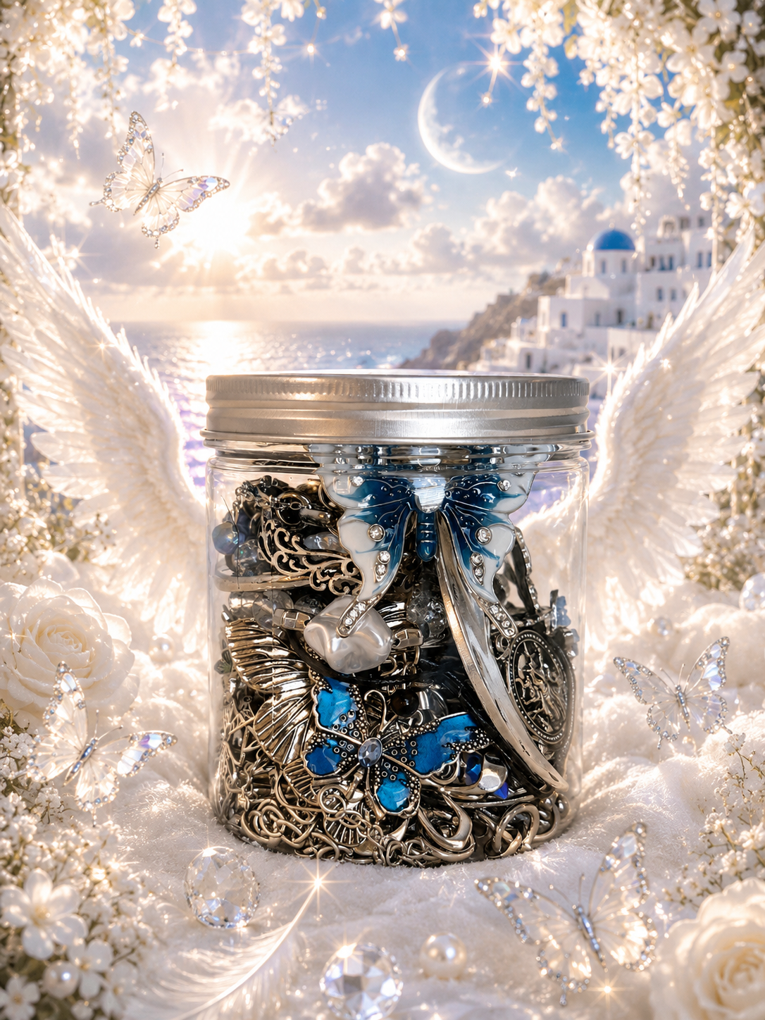 🦋 Silver Moon Fairy Jewelry Jar 🌙