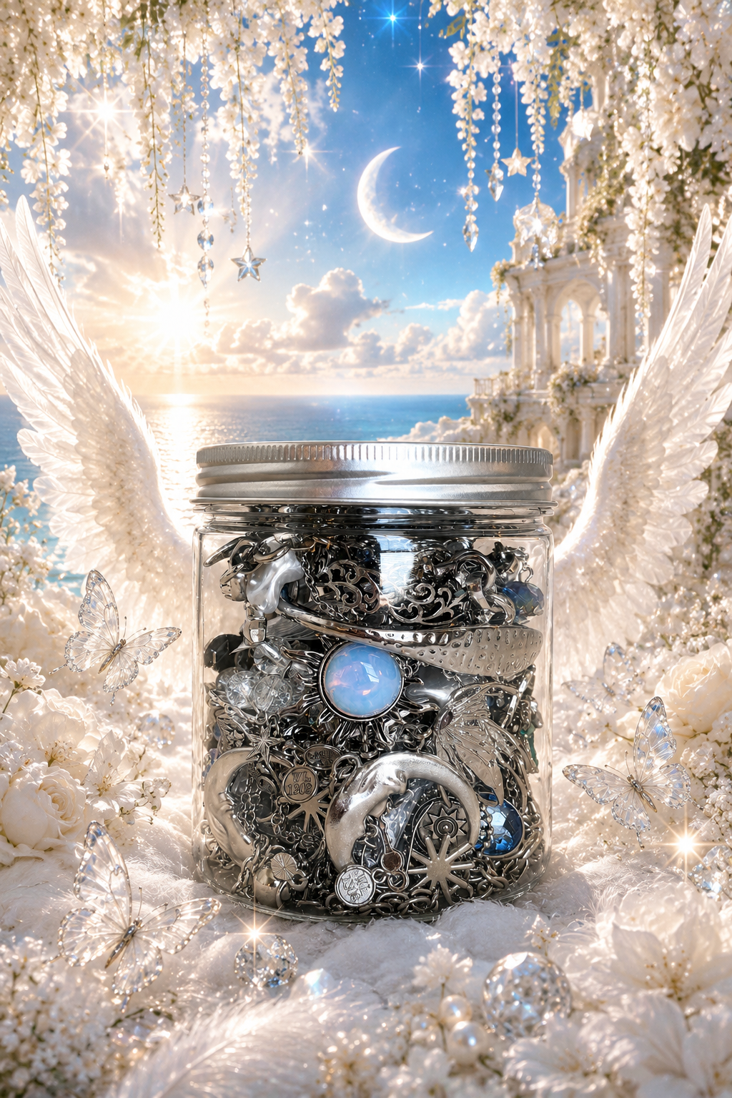 🦋 Silver Moon Fairy Jewelry Jar 🌙