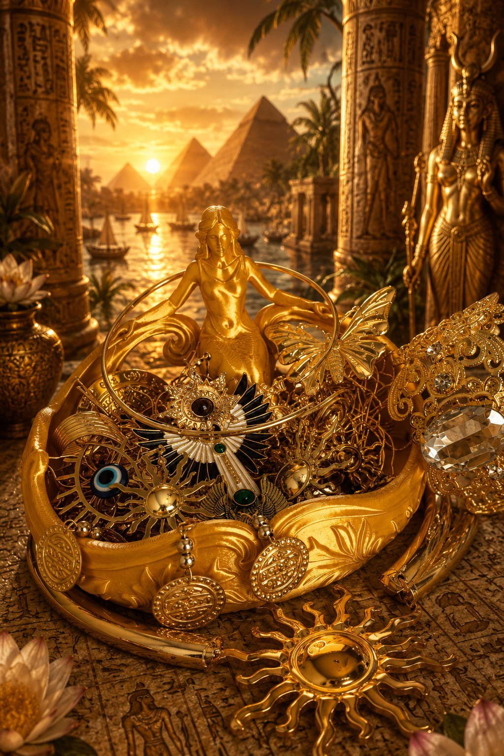 🌞 Golden Goddess Jewelry Treasure | Greek & Egyptian Collection ✨