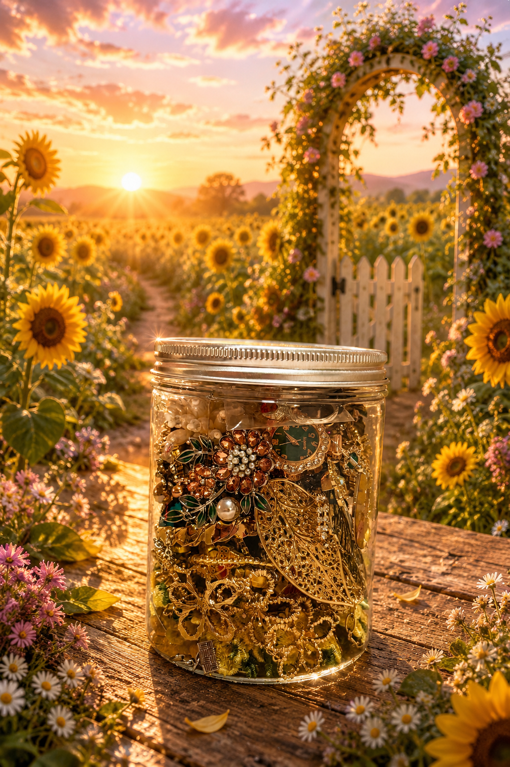 🌞 Summer Sunrise Fairy Garden Mystery Jewelry Jar | 35+ Pieces 🧚‍♀️✨