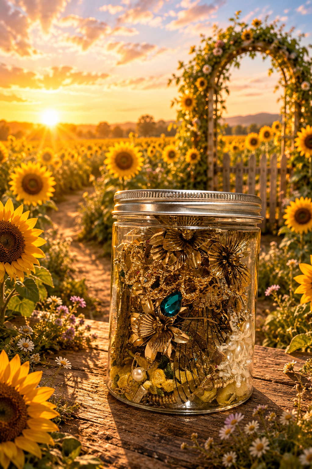 🌞 Summer Sunrise Fairy Garden Mystery Jewelry Jar | 35+ Pieces 🧚‍♀️✨
