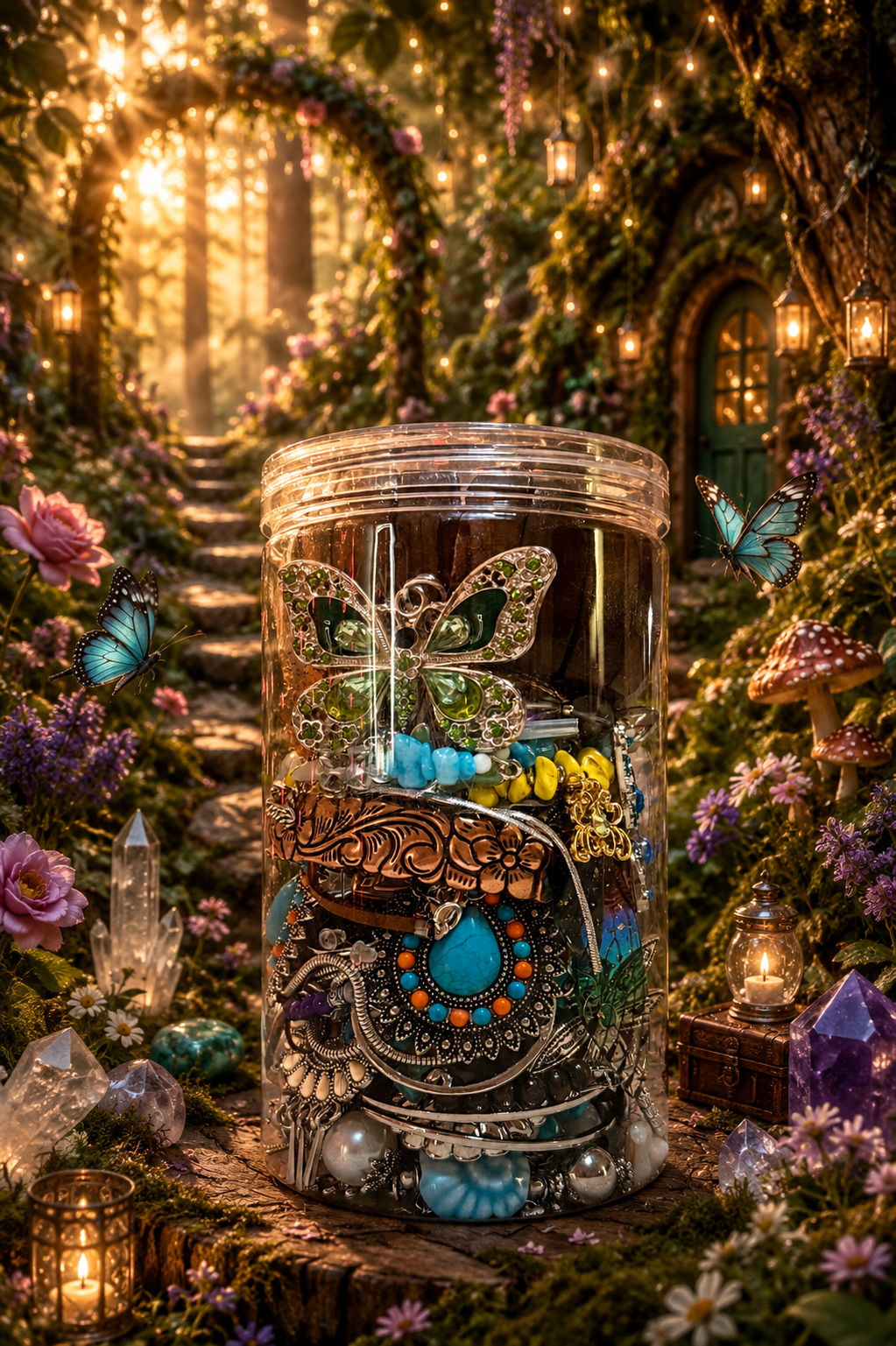 🌿 Woodland Bohemian Mystery Jewelry Jar | 40+ Treasures 🦋