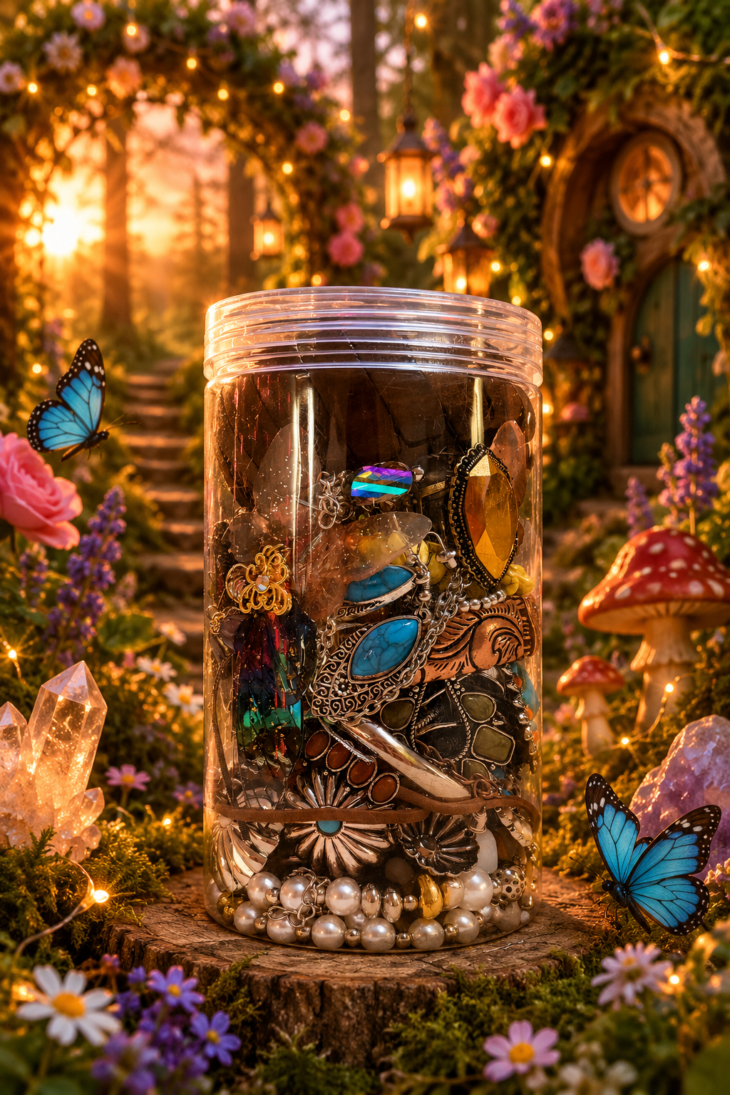 🌿 Woodland Bohemian Mystery Jewelry Jar | 40+ Treasures 🦋