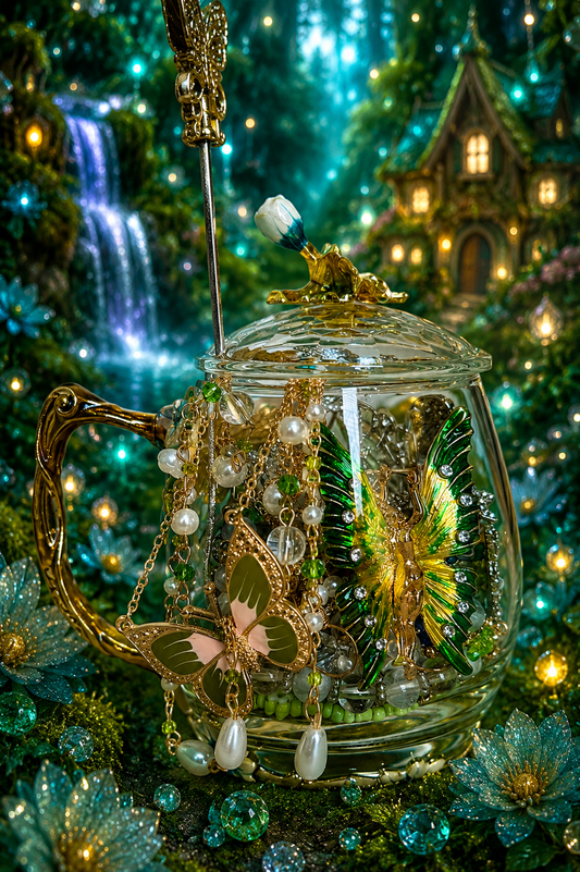🦋 Butterfly Alcove Mystery Jewelry Tea Cup | 27 Pieces ✨