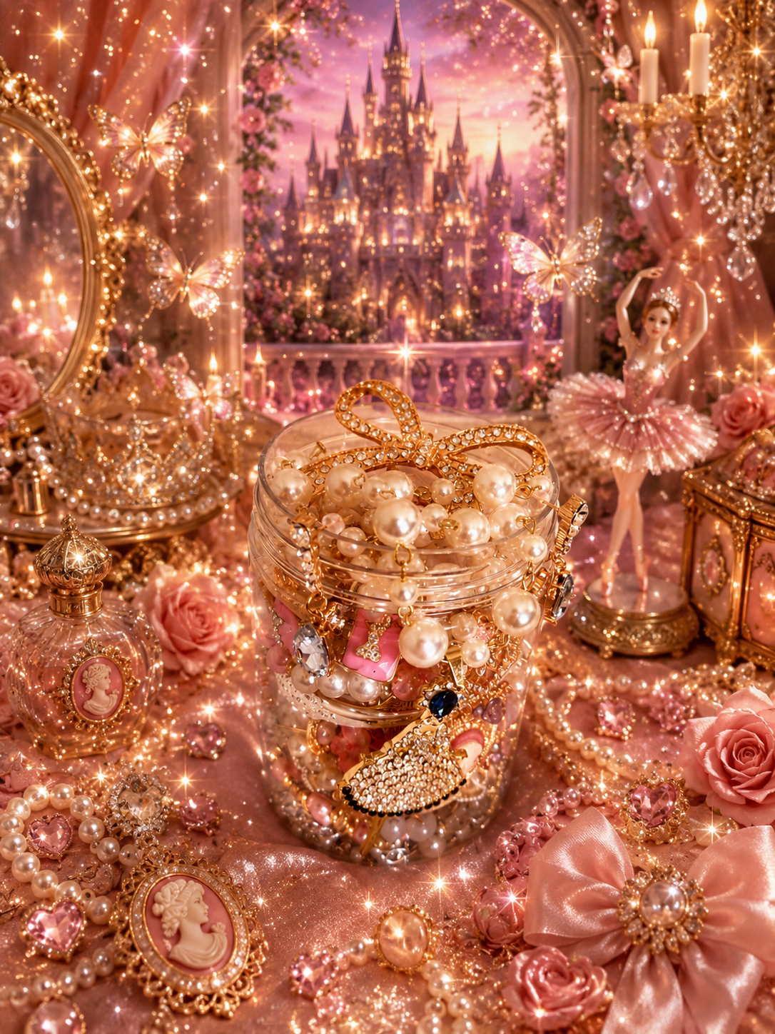 👑 Royal Coquette Jewelry Jar | 35+ Pieces