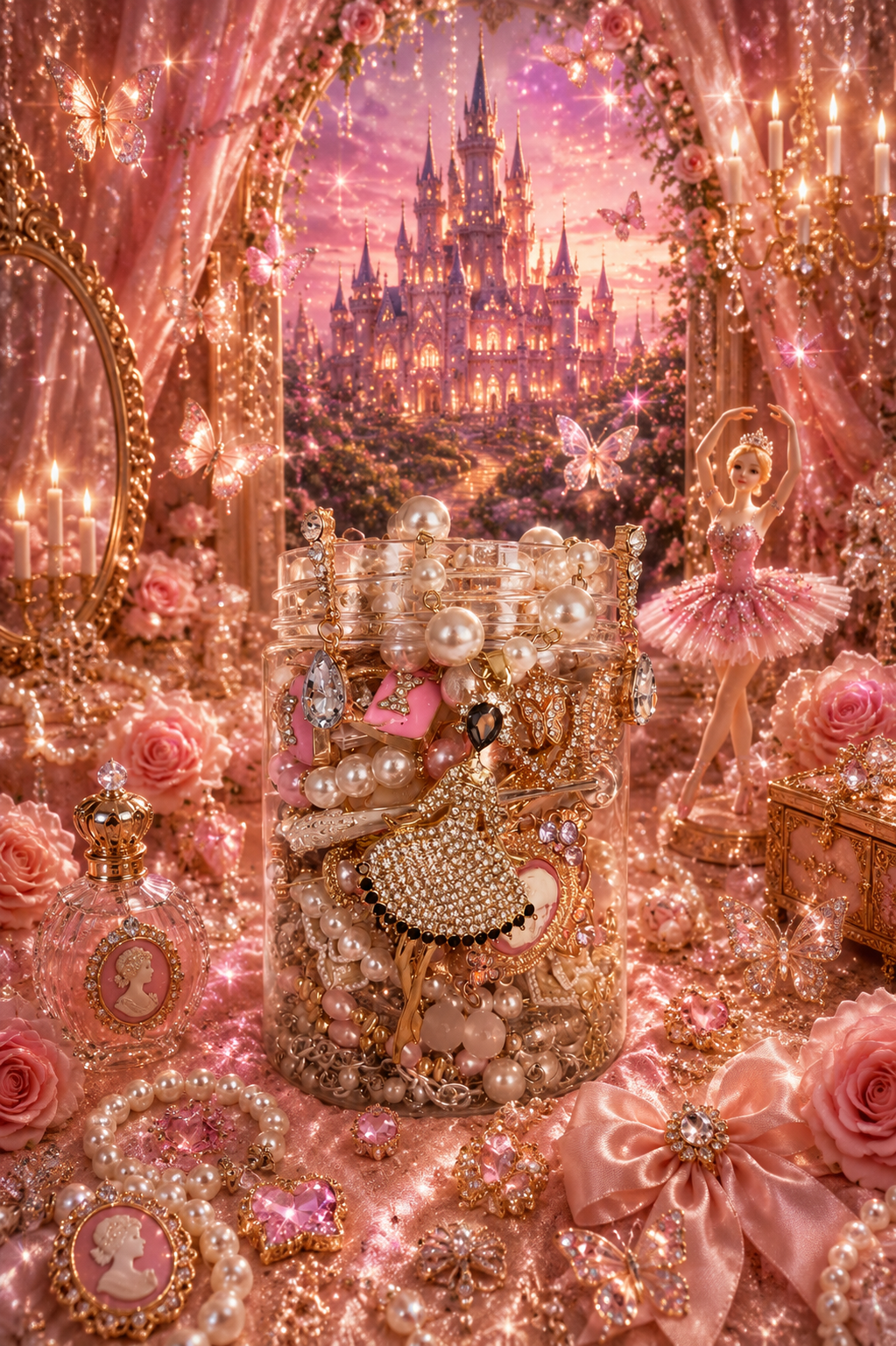 👑 Royal Coquette Jewelry Jar | 35+ Pieces