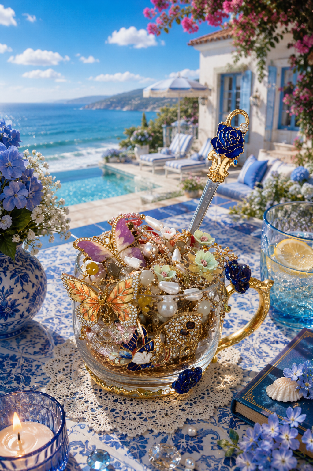 🦋🌊 Enchanted Summer Keepsake Jewelry Jar – 30+ Pieces ✨💙