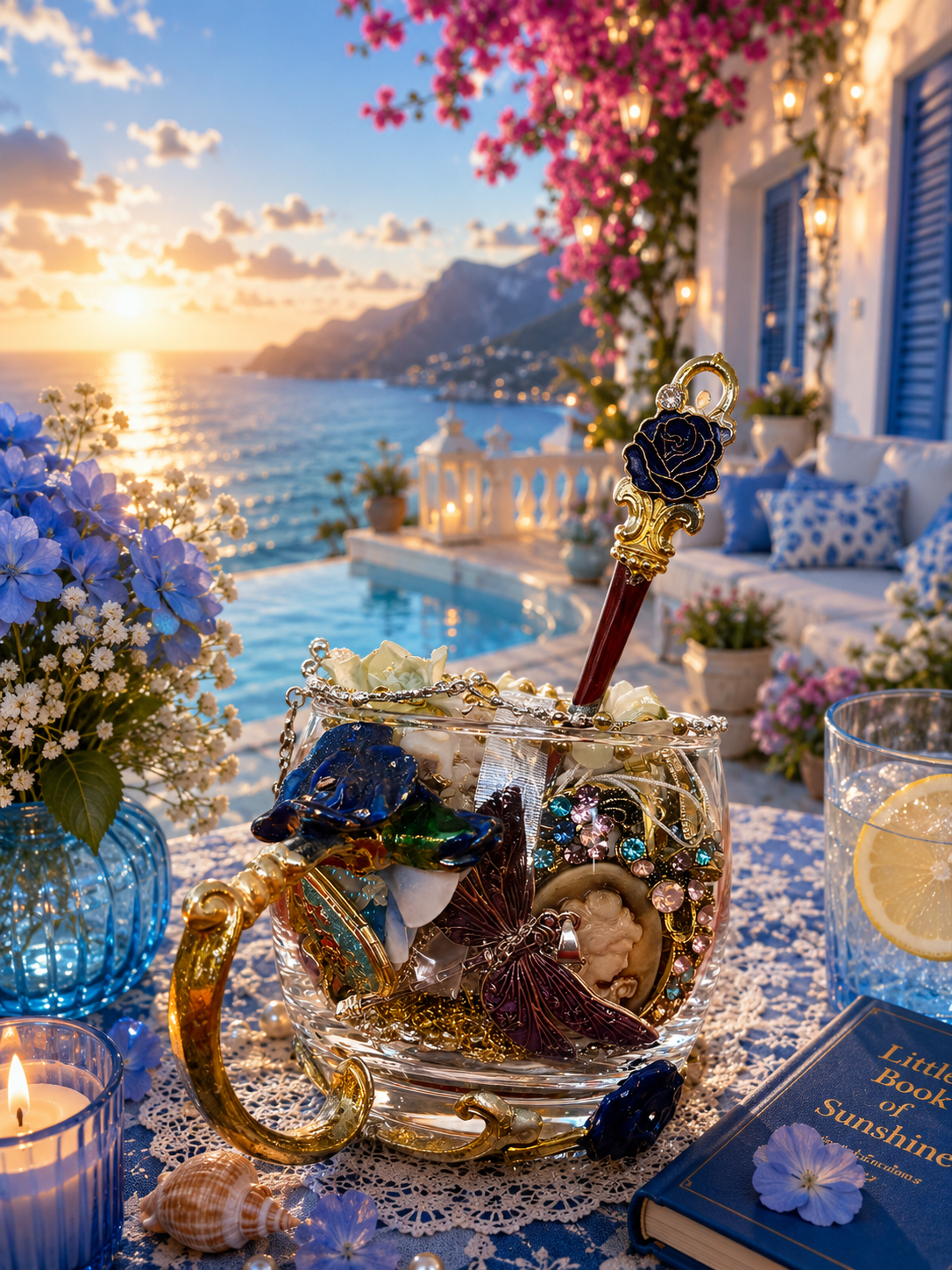 🦋🌊 Enchanted Summer Keepsake Jewelry Jar – 30+ Pieces ✨💙
