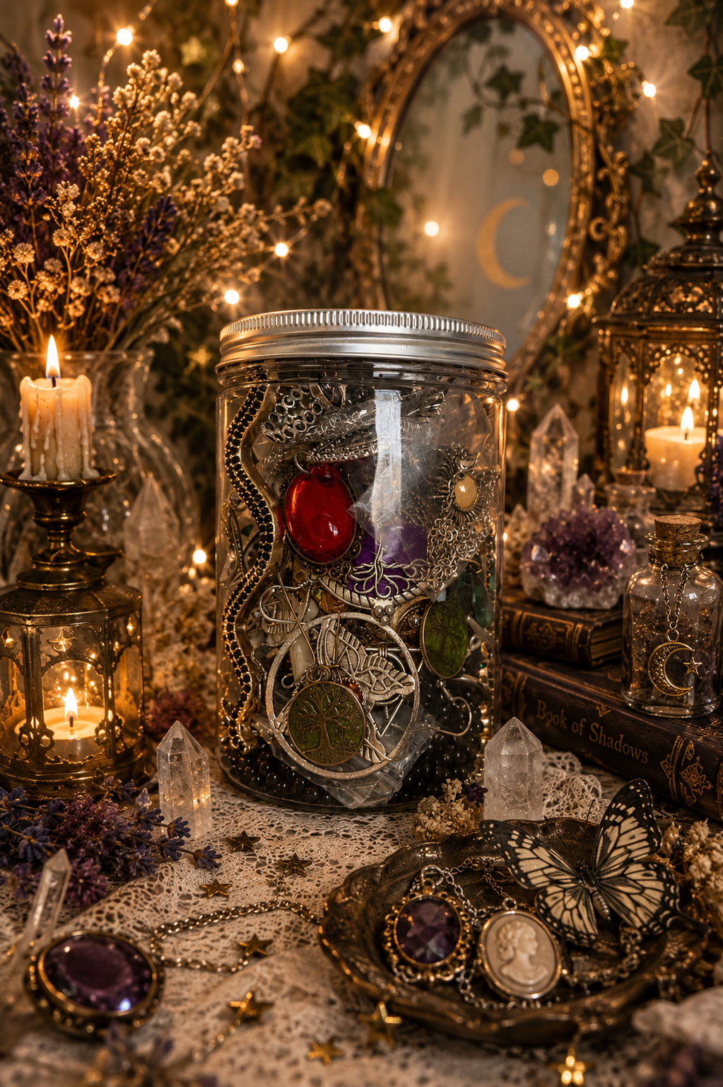 🌙 The Silver Witch's Treasure Jar | 45+ Mystical Jewelry Pieces