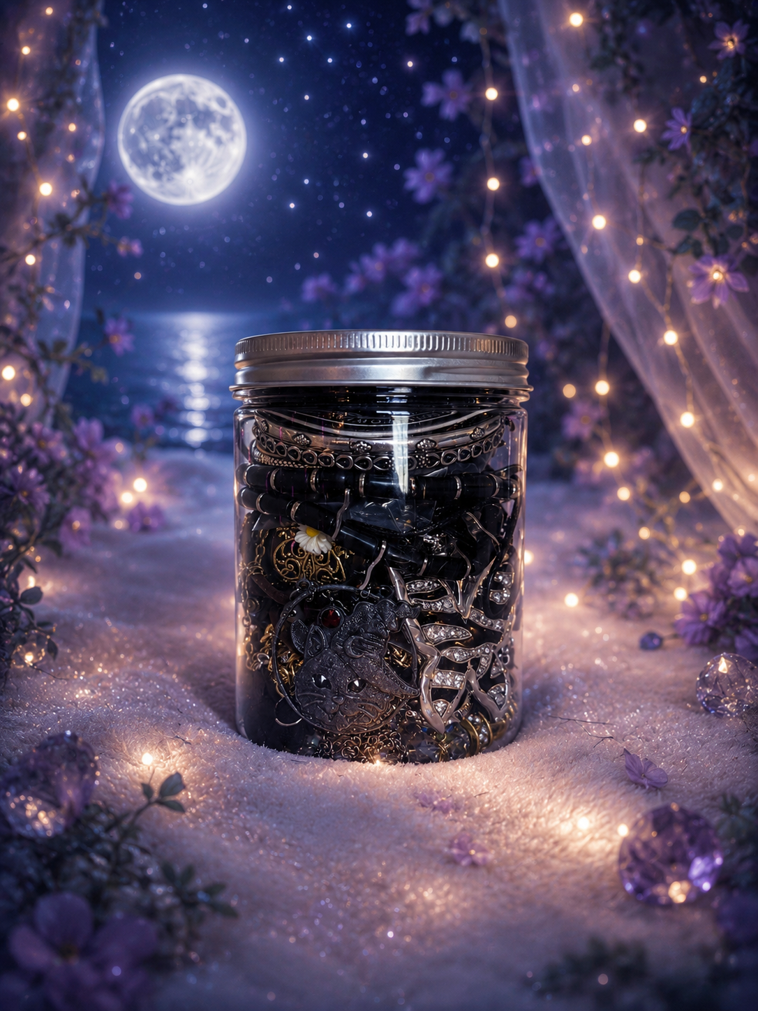 🕯️Moonlit Witch Jewelry Jar 🌙 – 40+ Pieces