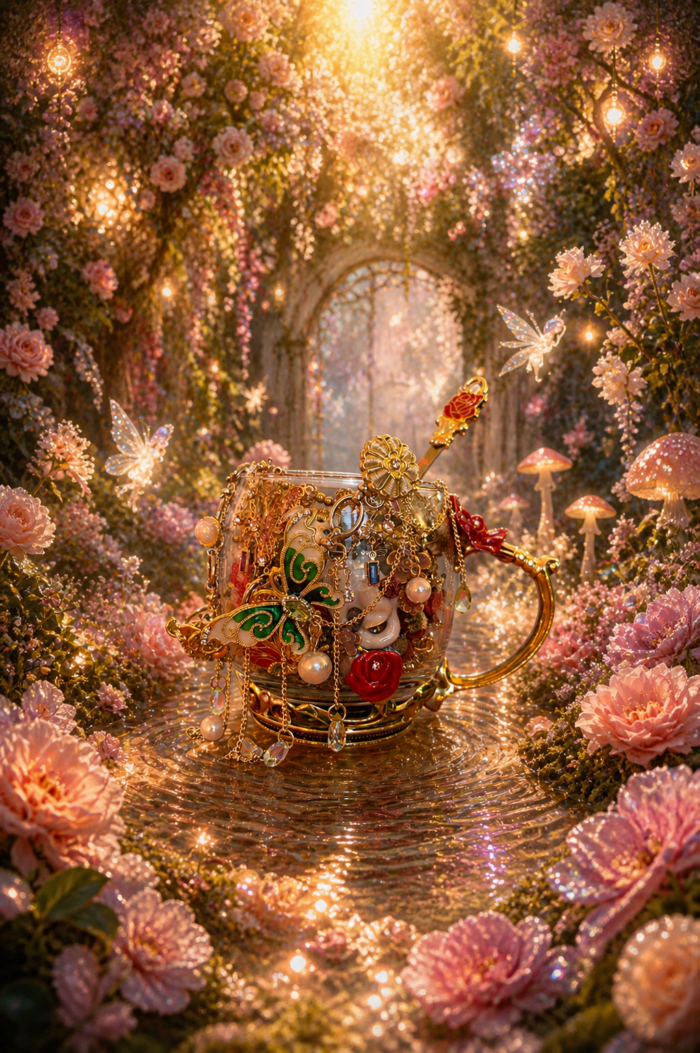 🌹🫖Ensemble de tasses à thé en cristal « Jardin des papillons » – Plus de 30 pièces (avec cuillère) ✨