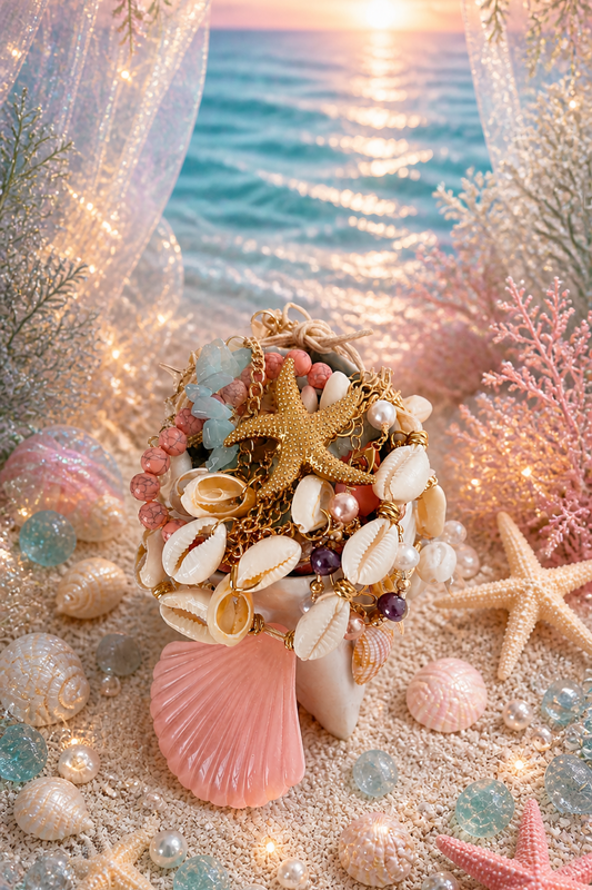 🐚🌊 Ocean Dream Shell Jewelry Jar – 20+ Pieces ✨🧜‍♀️
