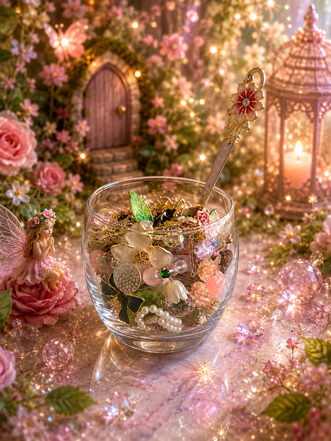🌸 Secret Garden Jewelry Tea Cup 🌿 – 35+ Pieces + Sterling Silver 💍✨